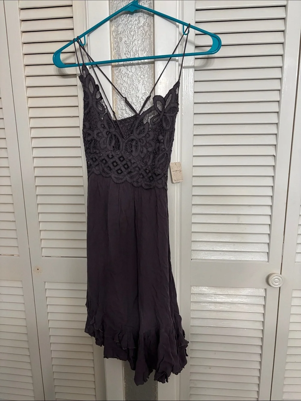 Free people Lace Bodice Spaghetti Strap Midi Dress - Charcoal BRAND NEW WITH TAG